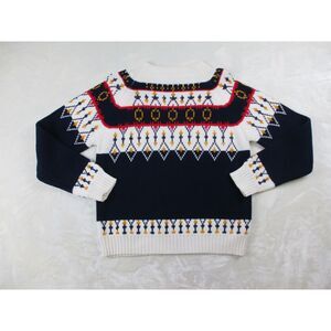 VINTAGE JCPenney Sweater Mens Medium Blue Knit Nordic Christmas Pullover Acrylic